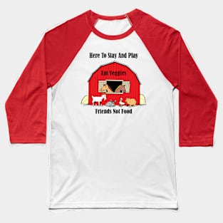 Farm 'Eat Veggies' Animals In The Barn Baseball T-Shirt